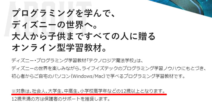 テクノロジア魔法学校の対象は12歳以上
